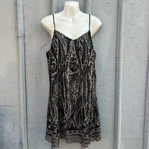 Anna Sui Black Beaded Shift, size Large